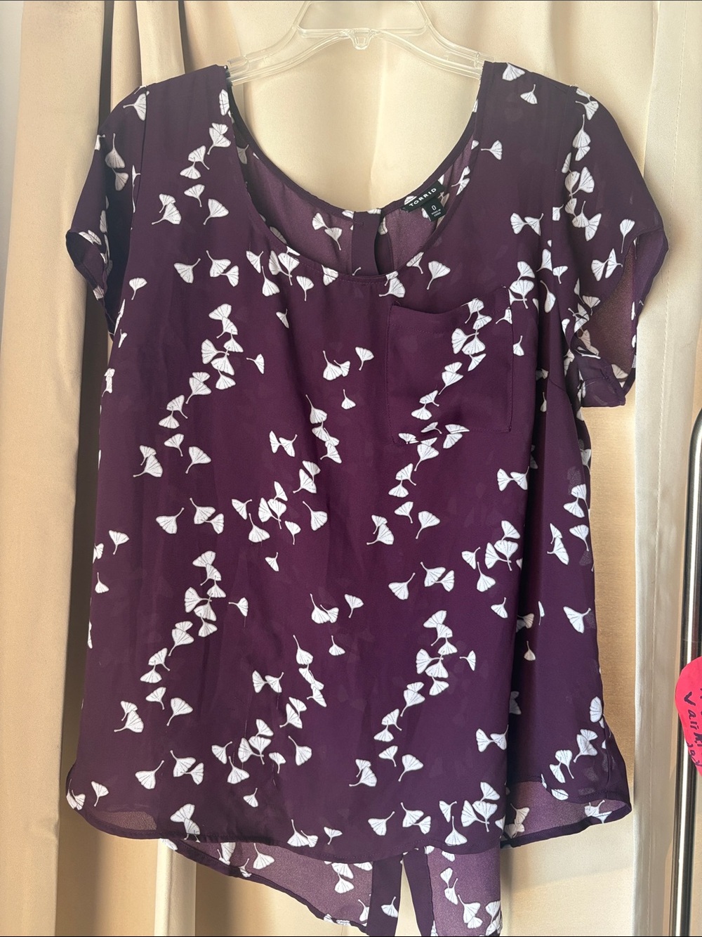 TORRID Sheer Purple Floral Cap-Sleeve Women's Blouse size 0